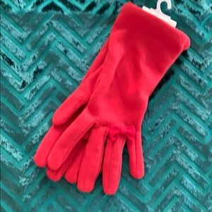 Red  gloves with a cute little bow on ring finger